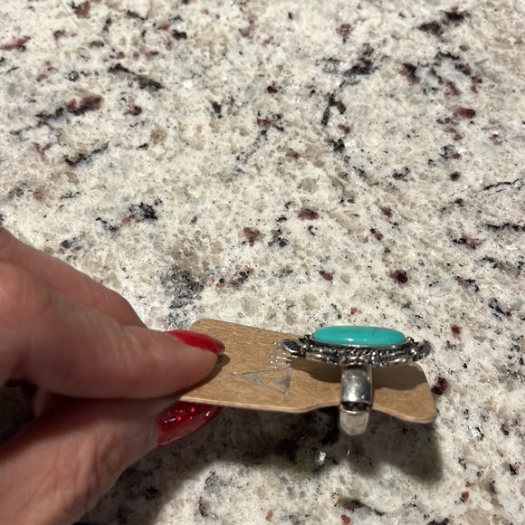 Burnished Silvertone & Turquoise - Picture 2 of 5